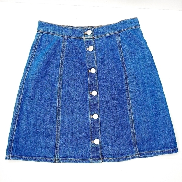 H&M A-Line Denim Skirt Button Front Sz 4 Hi Waiste - Picture 5 of 11